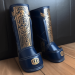 Worios Premium Navy Blue and Gold Shinguard