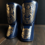 Worios Stylish Navy Blue and Gold Shinguard